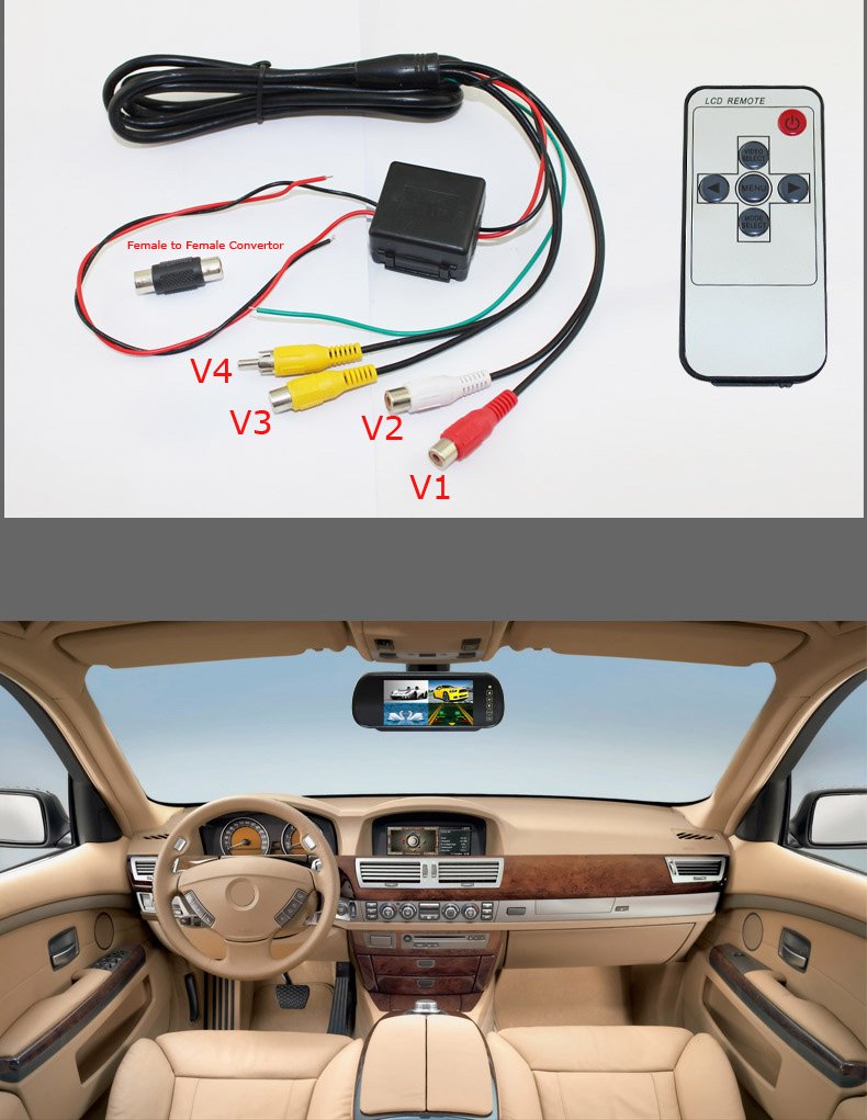 7 pollici auto specchietto retrovisore Monitor Video 4 CH ingresso Split Quad Display Schermo a colori 9 – 36 V