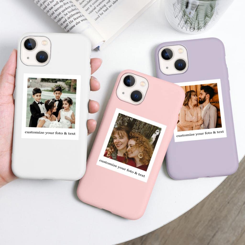Yoedge Cover con Cordino per Apple iPhone 14 / iPhone 13 Personalizzata 6,1, Custodia con Laccio Collana Personalizzabile con Foto Testi Immagine Personalizzate Nero Custom per iPhone 14/13 Case