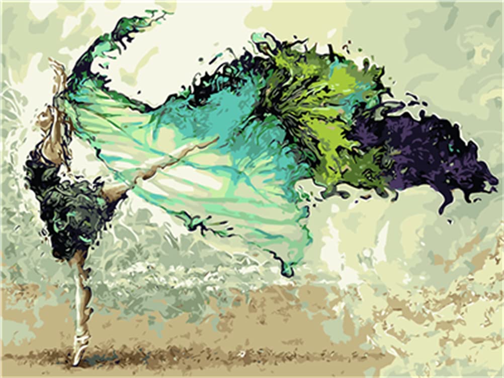 Meecaa Dancing Paint By Numbers Dance Dancer Elegant Ballet Kit For Adults Beginner Diy Oil Painting 16X20 Inch (, No Frame)