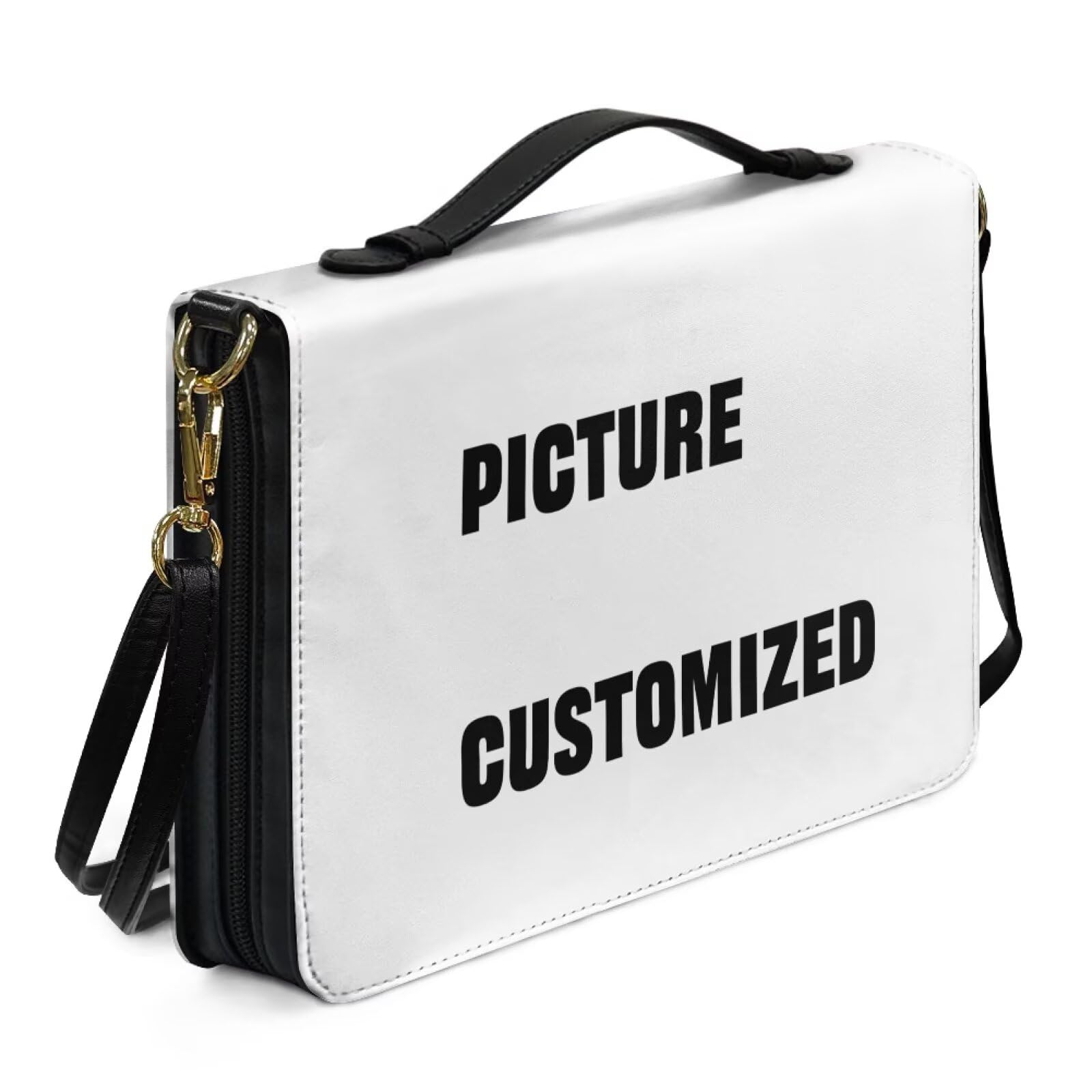 Kuiaobaty Picture Customized Bible Cover Case Crossbody Book Bag with Pen Slots, Photo Printed Vegan PU Leather Carrying Book Case,XL