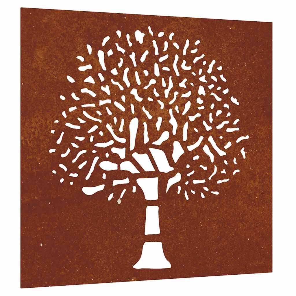 vidaXL Décoration murale jardin 55x55 cm acier corten design d'arbre