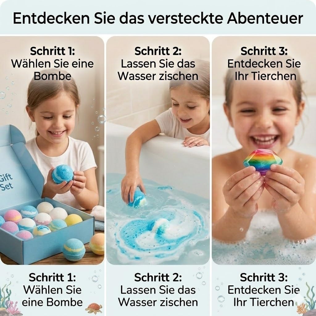 Playfizz Lot de 12 bombes de bain pour enfants avec surprise, bulles naturelles et organiques, bombes de bain, bain moussant, bombes de bain