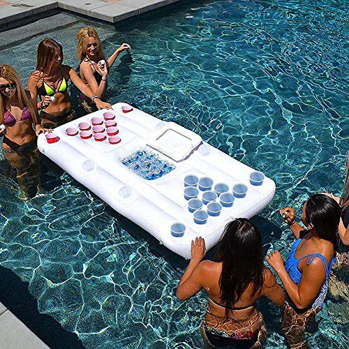 Beer Pong Luftmatratze mit 28 Tassenlöchern aus Hochdichtem PVC, Pool Party Float für Schwimmbäder Strände Camping