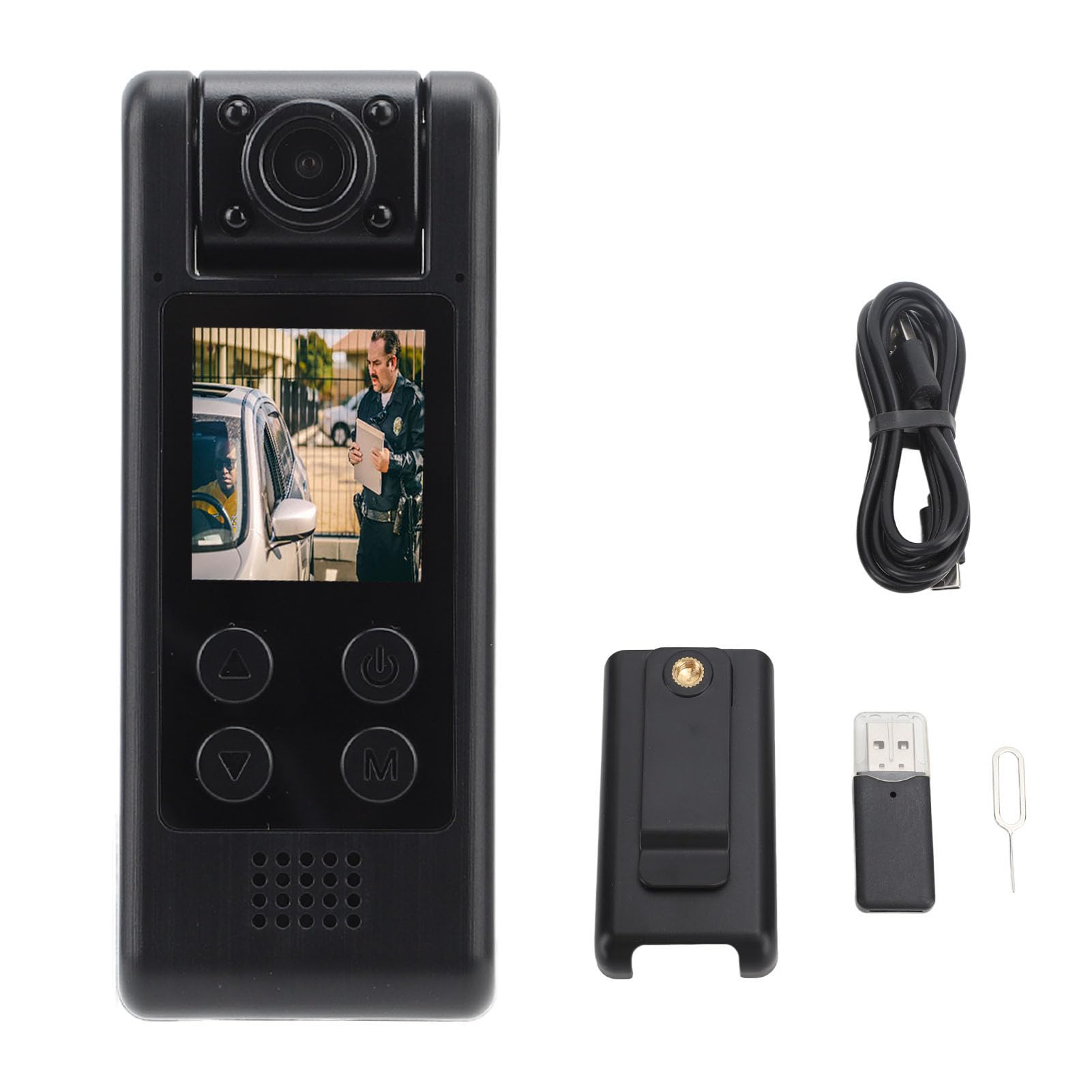 Fotocamere per il Corpo con Registrazione Audio e Video, Fotocamera per il Corpo, Videoregistratore Indossato Sul Corpo 4K Ultra HD Grandangolo da 140 Gradi 1200 MAh Visione