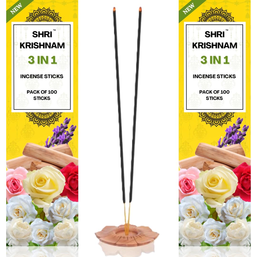 3 in 1 Agarbatti - Rose, Lavender & Jasmine - Pack of 2 - (200 Incense Sticks) - Aroma time - 45-50 Minutes - 9 Inch Long-image-17