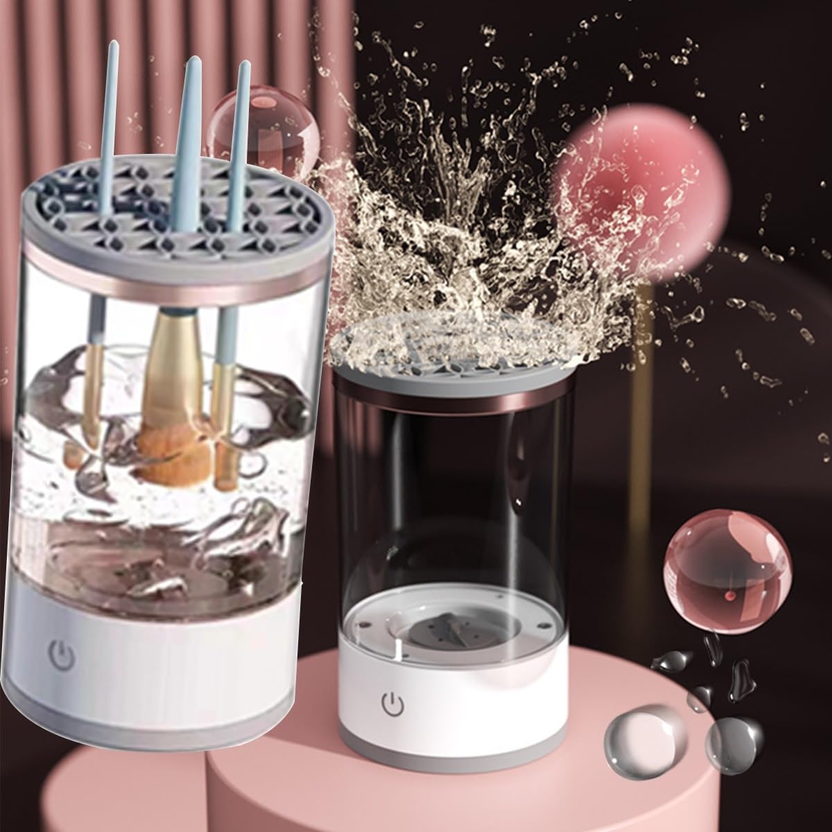 Brushly Pro Nettoyant for pinceaux cosmétiques, Nettoyant for pinceaux de maquillage, Nettoyant for pinceaux de maquillage électrique, Nettoyant for pinceaux de maquillage à rotation automatique for p