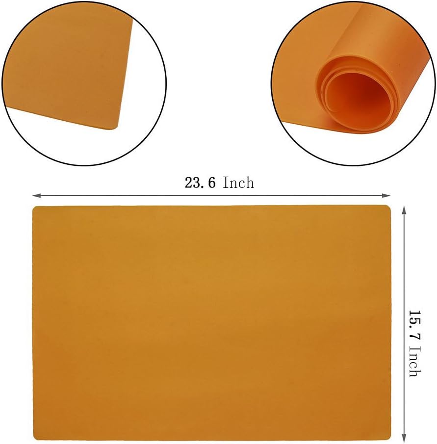 23.6'' by 15.7''Flexible Silicone Placemat Non Slip Waterproof Heat Resistant Dinner Table Orange 1PCS image 2