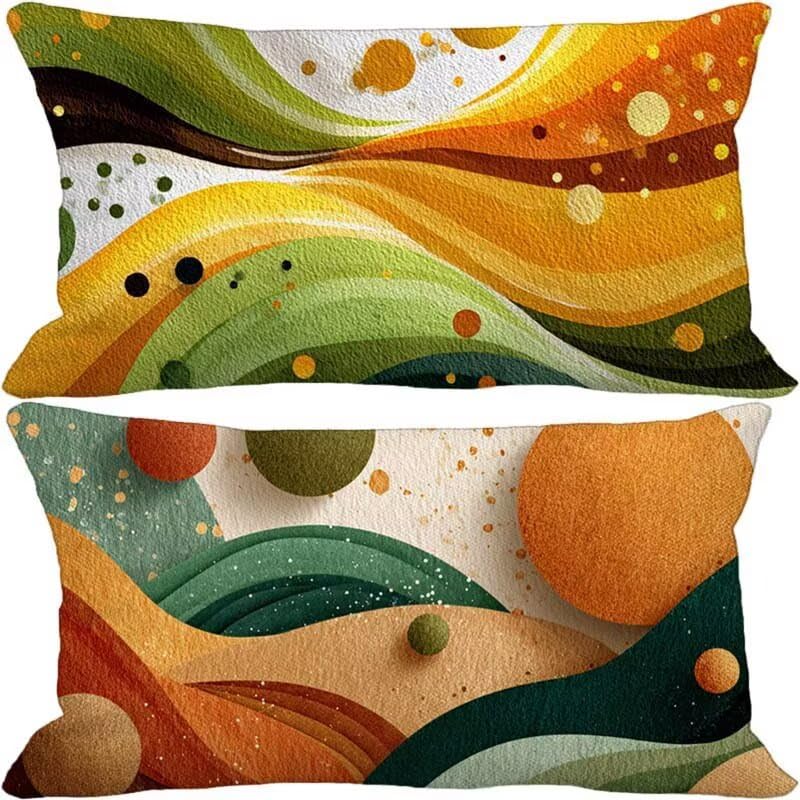 Coussin canapé moutarde 50x80 cm en lin imperméable pour déco de jardin nordique (Lot de 2)