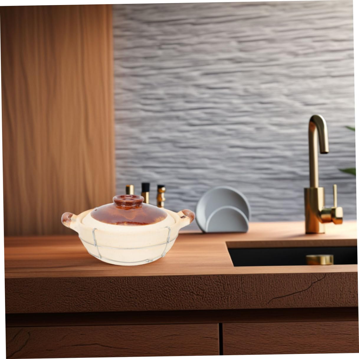 Artibetter Cazuela De Barro Con Mango Ergonómico 0,5l Blanca Porción Ollas Calientes Japonesas Utensilios Cocina Barro Para Arroz y Guisos Hogar Juego 2 Piezas