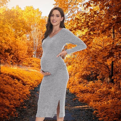 long maxi dress fall Striped Knit Maternity & Nursing Sweater Dress main image 0