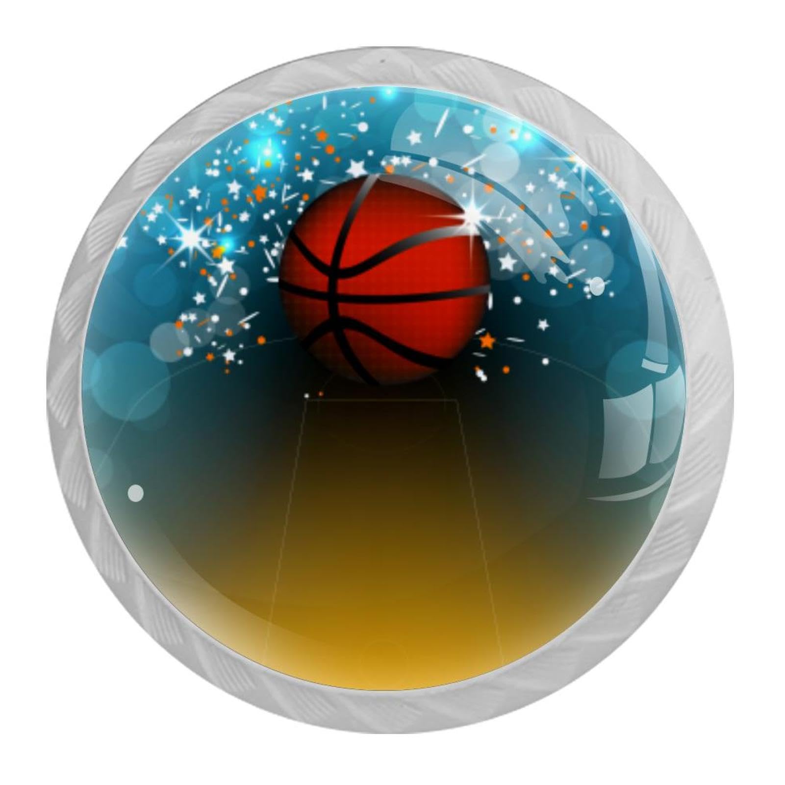 Tqmspg 4 Pieces Drawer Pulls Basketball Door Knobs Dresser Handles for Kitchen Wardrobe Cupboard Hardware Furniture
