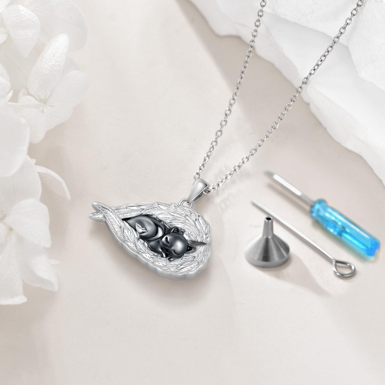 YFN Collar de cenizas para mujer, plata de ley, urna para cenizas, collar de memoria, 20*20, Plata esterlina, No es una piedra preciosa