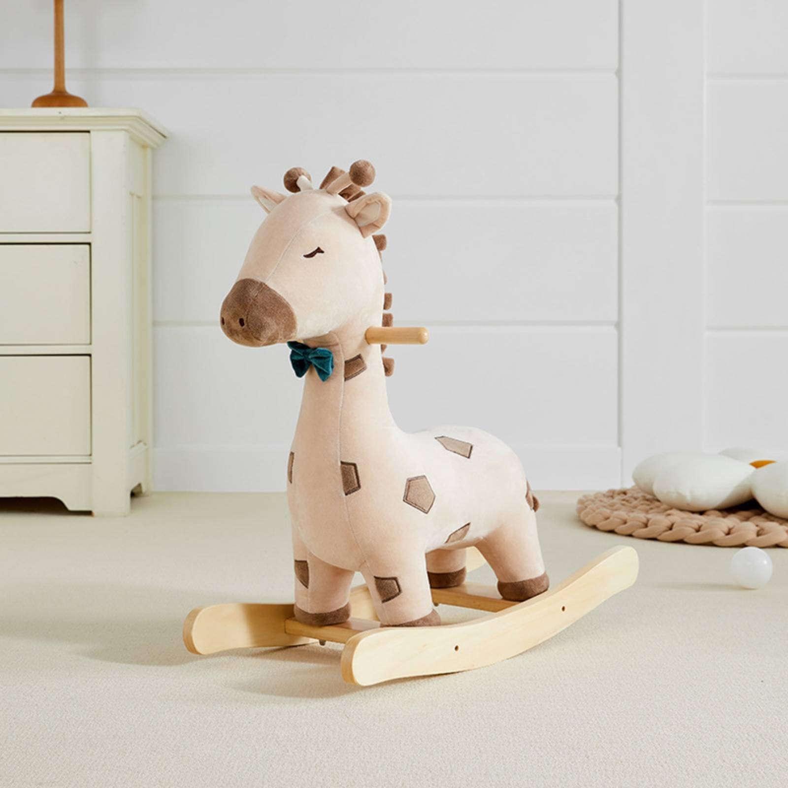Qianly Gioco a Dondolo Giraffa in Legno Stile Nordico Dondolo a Forma di Giraffa Design Anti-Ribaltamento Giocattolo prima Infanzia per Bambini Piccoli
