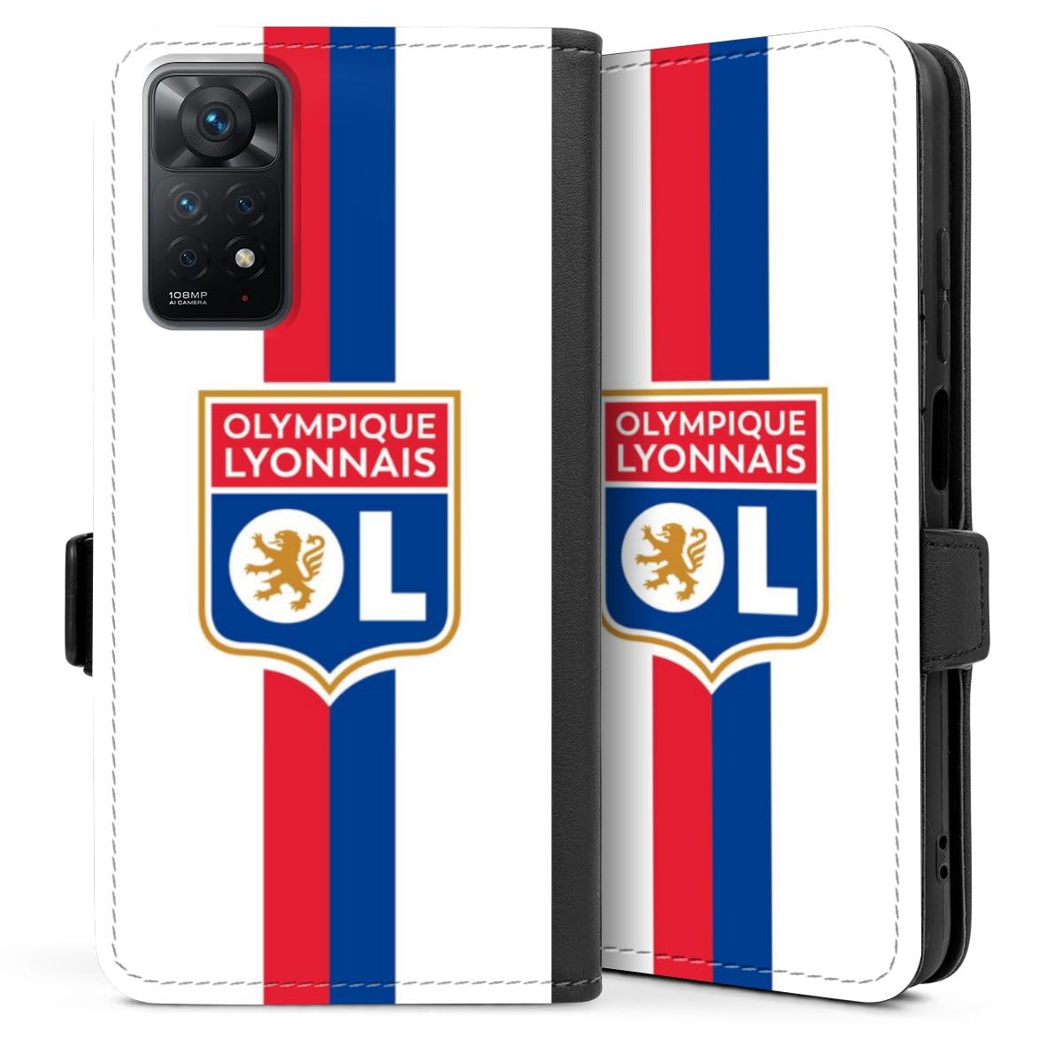 DeinDesign Etui Compatible avec Xiaomi Redmi Note 11 Etui Folio Etui magnetique Football OL Olympique Lyonnais