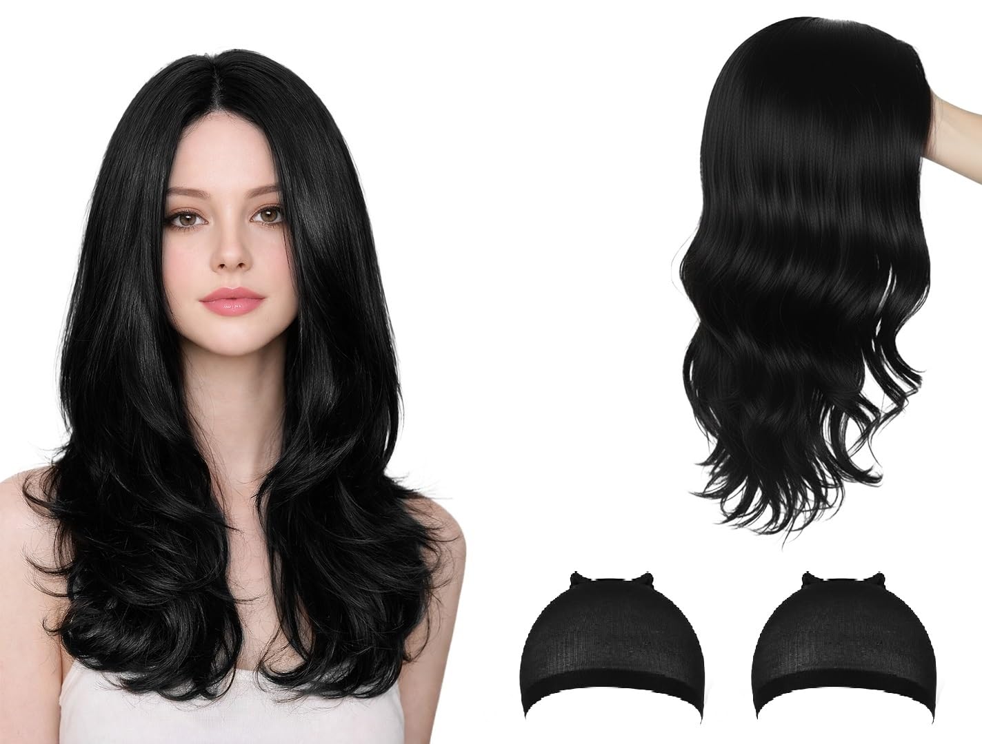 El Cabell Shoulder Length Hair Wig for Women – Natural Looking Heat Resistant Synthetic Full Head Wig | Straight Brown Cosplay Wig with Adjustable Cap | Daily/ Wear, Party, Costume, Halloween Wig for Girls (Black)-image-40