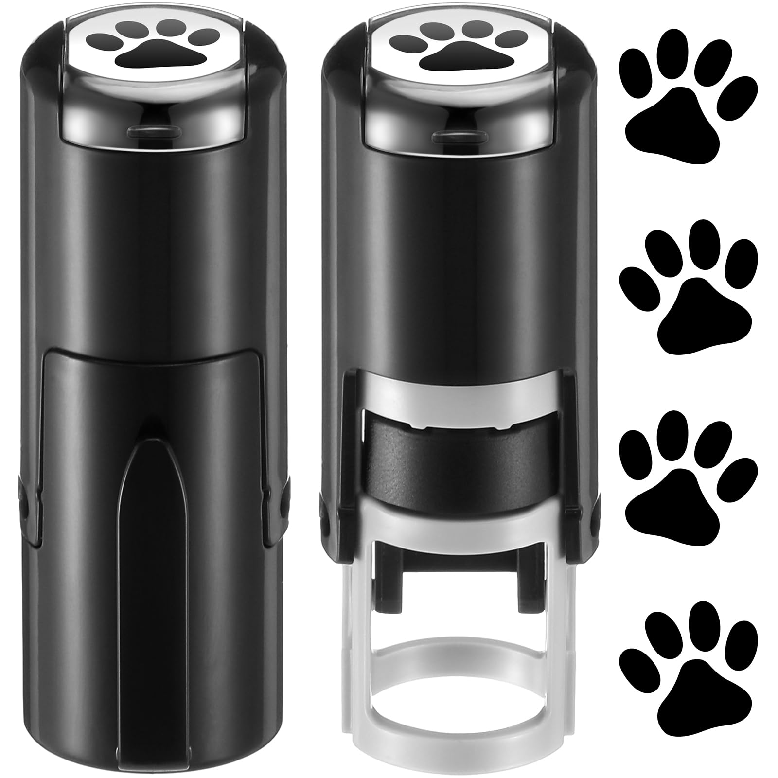Supervitae 2 Pack Paw Print Stamps Animal Paw Print Stamper Mini Black Self Inking Stamps for Classroom Party Educational Learning Activities Craft