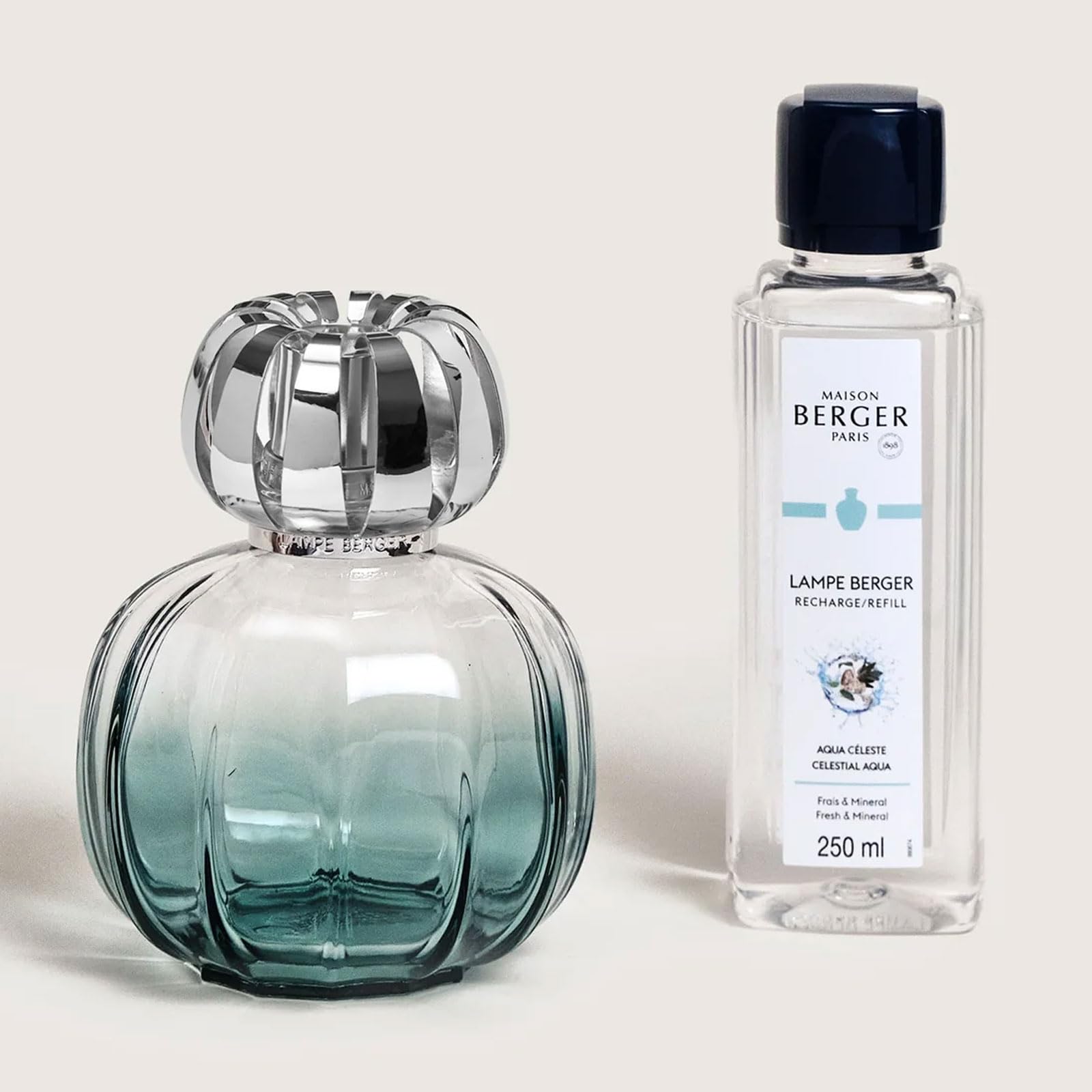 MAISON BERGER - Coffret Lampe Berger Corali avec Recharge Parfum 250ml, Prête à l'emploi - Parfume et Purifie - Diffusion Fine, Homogène et Longue Durée (Vert)
