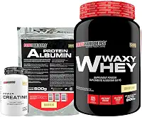Kit Waxy Whey 900g + Power Creatina 100g + Albumin 500g - Bodybuilders Sabor Baunilha
