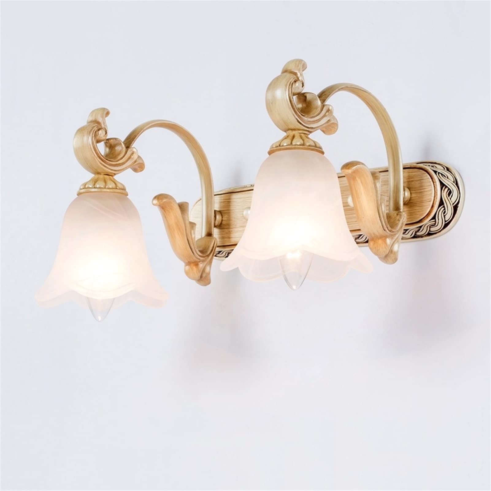 Modern Wall Sconce, European Wall Light Modern Copper Glass Wall Lamp European Antique Brass Wall Light Sconce Resin Living Room Bedroom Mirror Restaurant,Glass-Single Head,Glass-Double heads