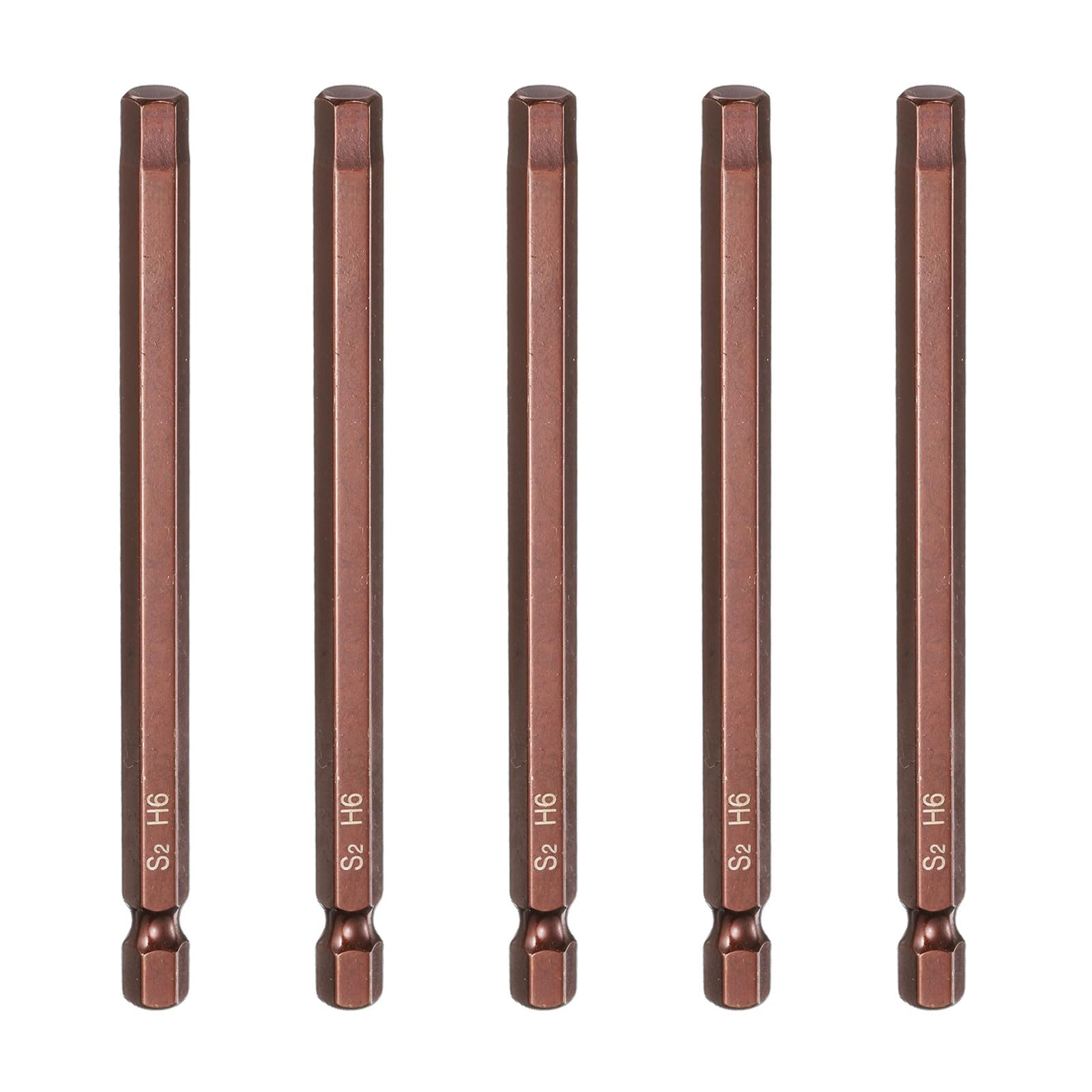 HARFINGTON 5pcs Hex Head Wrench Drill Bit 6mm(H6) Metric 1/4" Hex Shank 4"(100mm) Length S2 Steel Magnetic Impact Drivers Screwdriver Bit Industrial Grade Hexagon Electric Drill Bits