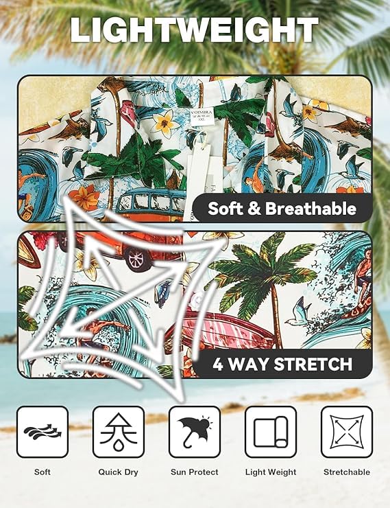 Image of Yoimira Hawaiian Shirts for Men, Print Mens Casual Short Sleeve Button Down Shirts Floral Aloha Beach Shirt