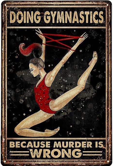 6"x8" Do Gymnastics Because Murder Is Wrong Motivational Sign for Gym Workout Sign for Home Gym Motivational Sign Fitness Sign Workout Room Decor Gym Wall Art