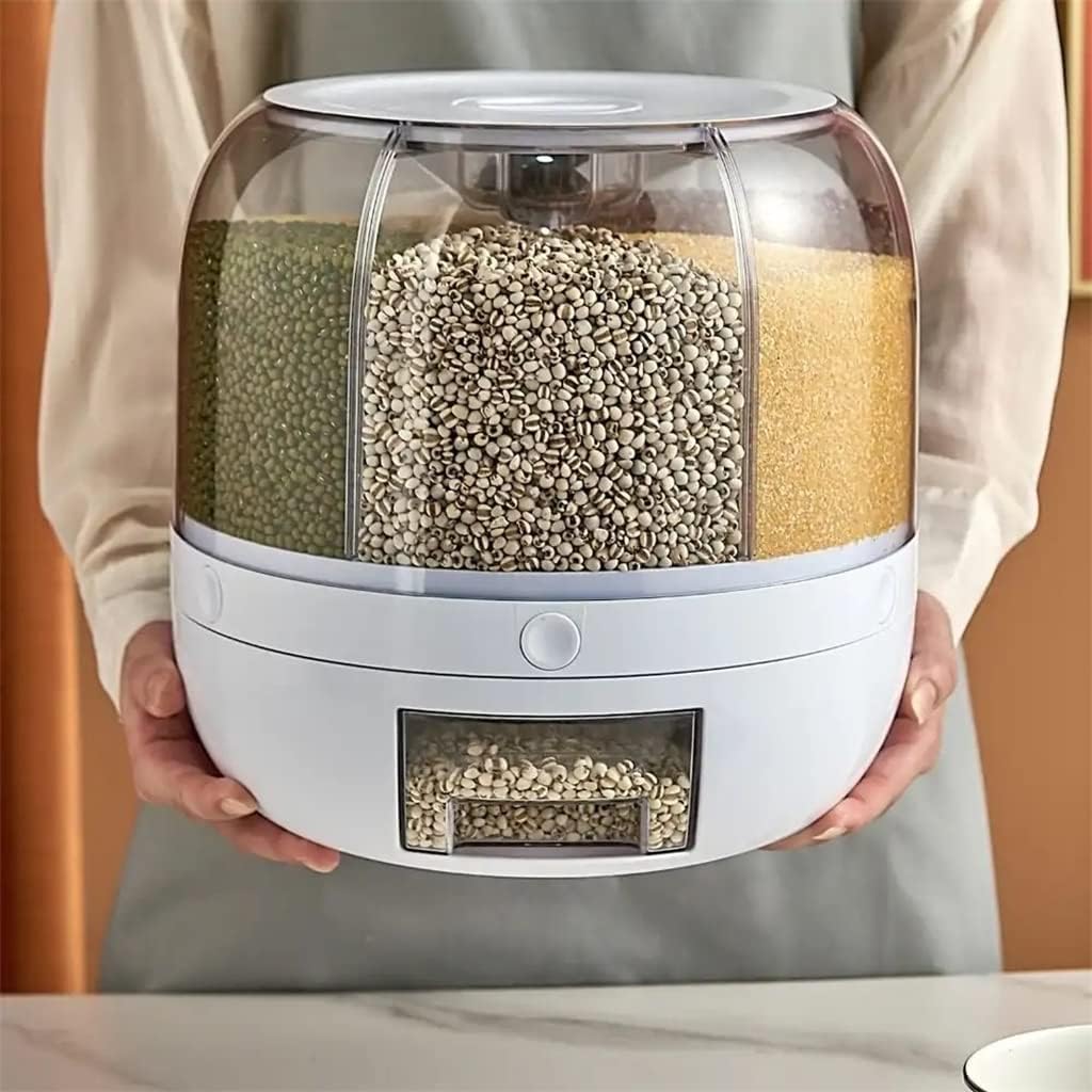 Grain Storage Box Rotary Separation Sealed Jar Dispenser Kitchen Rice Bucket Container