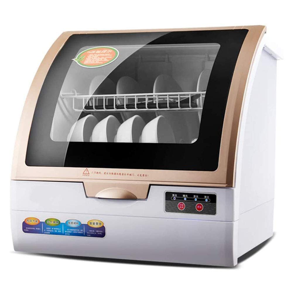 Lavavajillas de encimera portátil de 800 W, Lavavajillas de escritorio completamente automático para el hogar Compacto con rejilla para 6 cubiertos y canasta para cubiertos, para apartamento