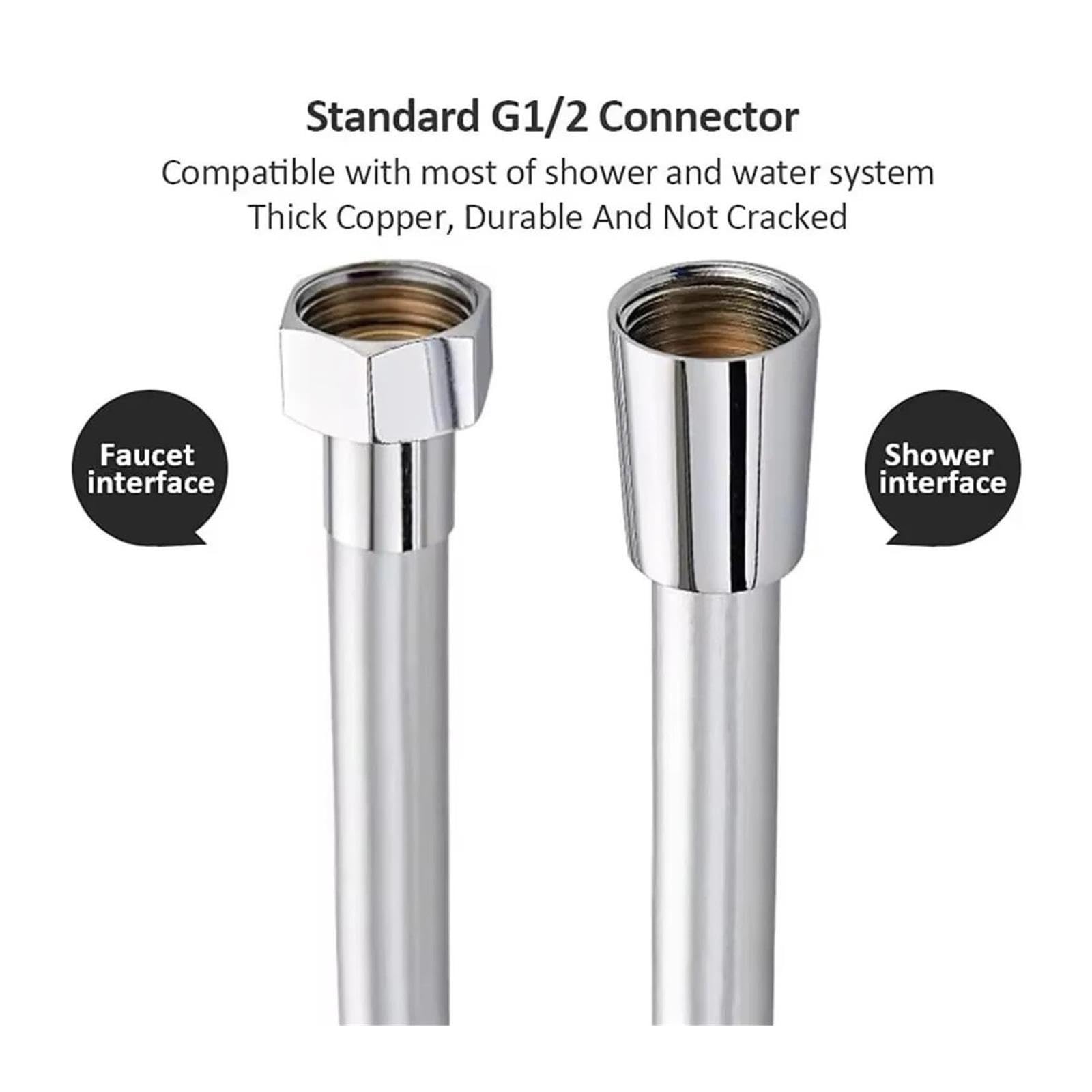 1.5/2/3/4M Silver Black Grey PVC Shower Hose
