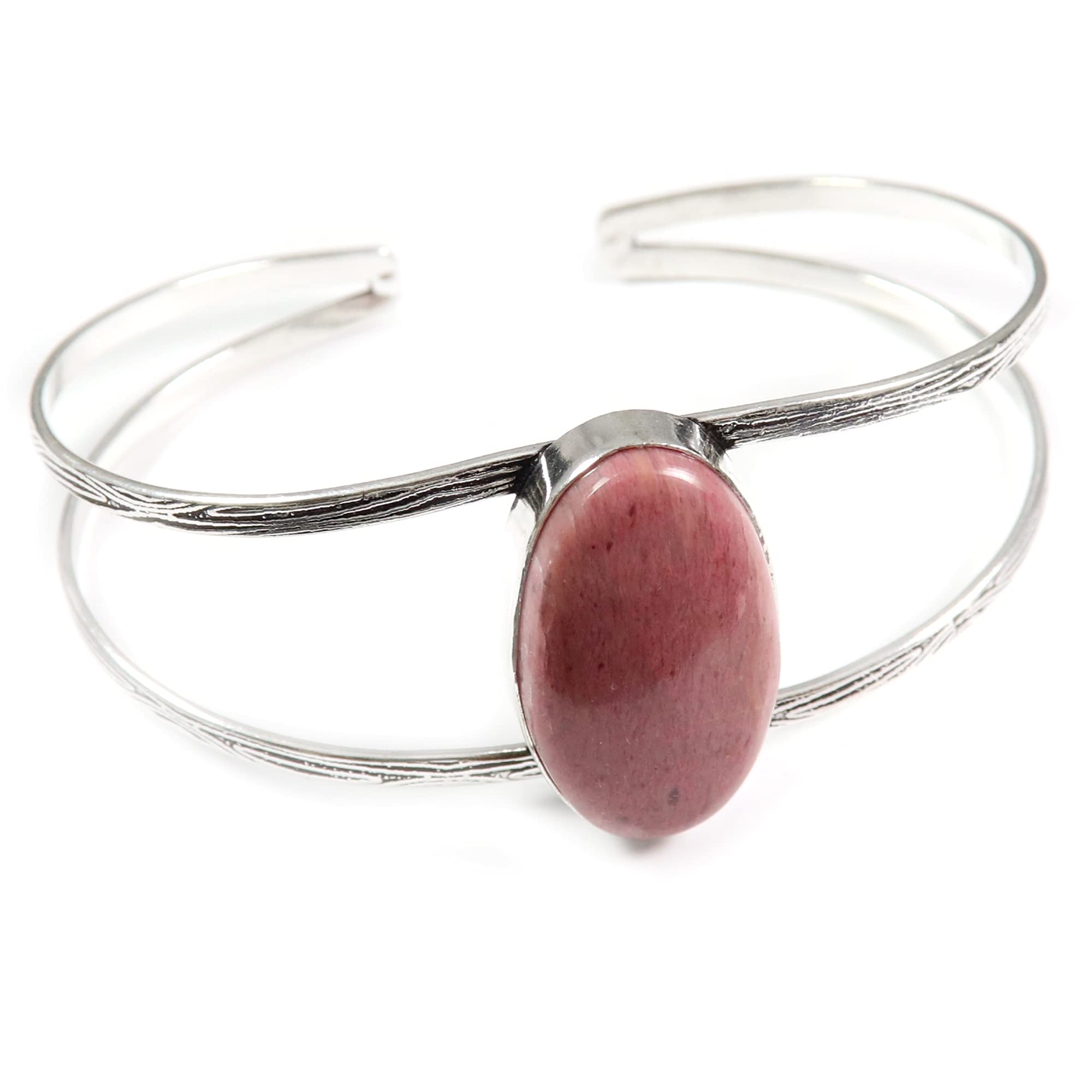 Goyal Craft Pink Tulip Quartz Natural Gemstone Silver Plated Bracelet Hanadmade Jewelry GBE-13