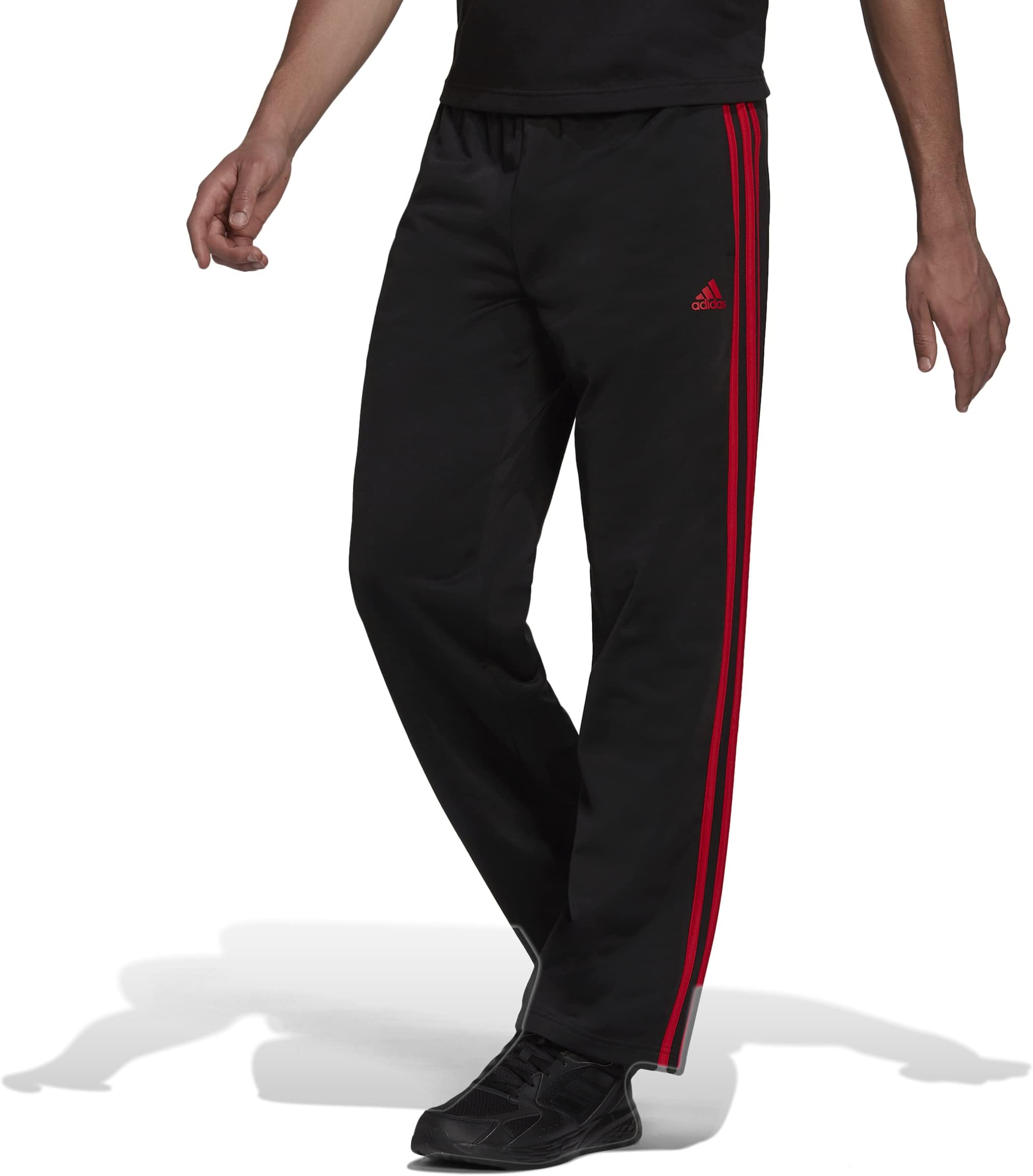 Mens Essentials Fleece Open Hem 3-Stripes Pants