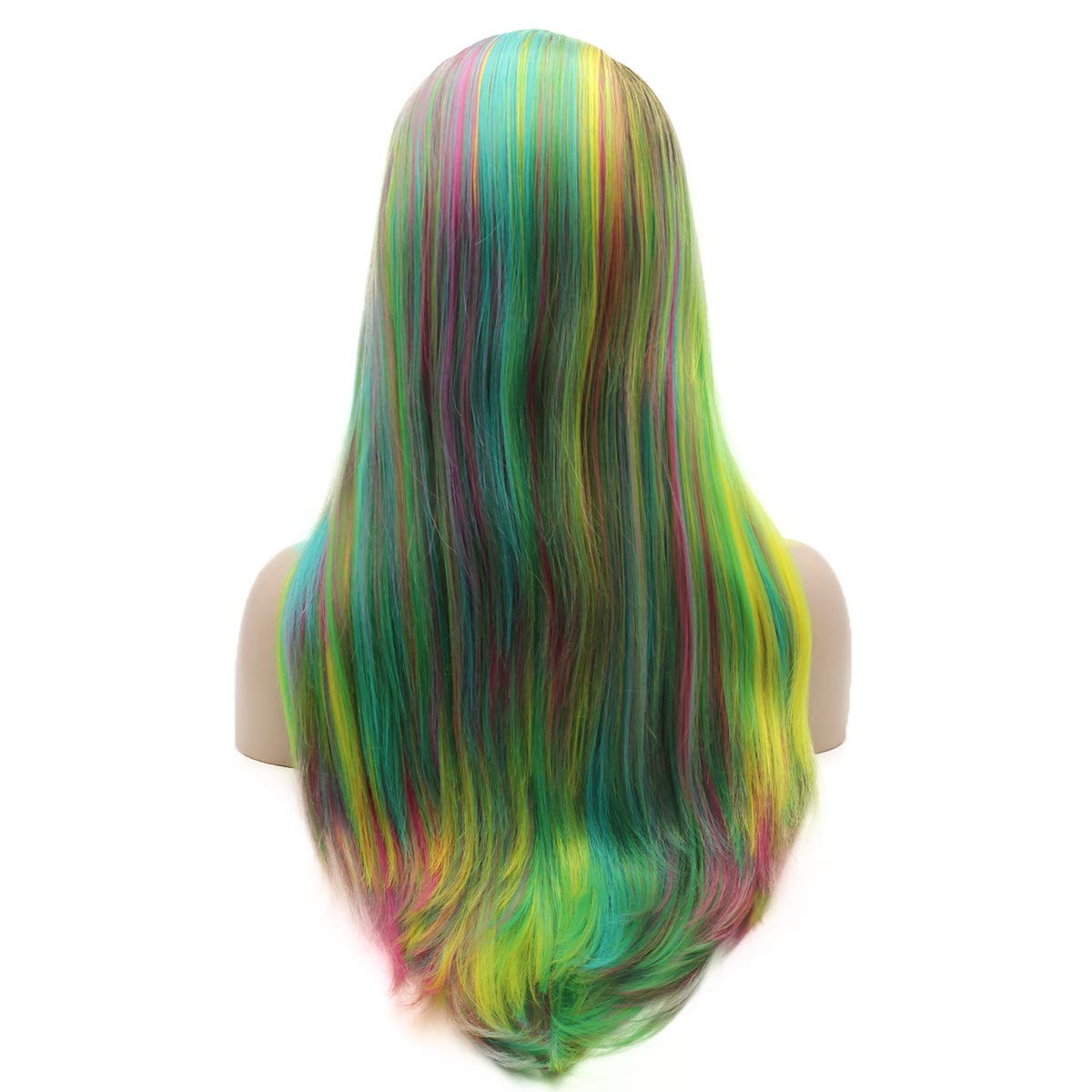 Lushy Lace Front Synthetic Wigs Straight Long 24inch Multi Color Heavy Density Heat Resistant Realistic Wig