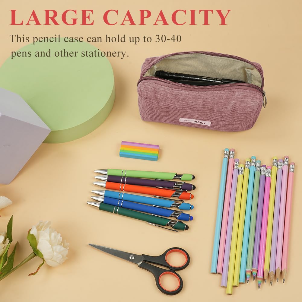 OFFCUP Pencil Case, Corduroy Pencil Pouch, Cute Stylish Simple Pen Bag with Practical Zip - Image 4