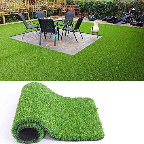 WarmShe 0.7inch Realistic Indoor/Outdoor Artificial Grass/Turf Synthetic Drainage Holes Pet Faux Grass Astro Rug Carpet 4FTX6FT Indoor Outdoor Balcony
