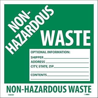 NMC HW5W NON-HAZARDOUS WASTE OPTIONAL INFORMATION: SHIPPER , ADDRESS , CITY, STATE, ZIP , CONTENTS Label - [Pack of 25] PS Hazmat Label