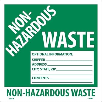 NMC [Pack of 25] PS Hazmat Label, Non-Hazardous Waste | Optional Information Shipper, Address, City, State, Zip, Contents Label, HW5W
