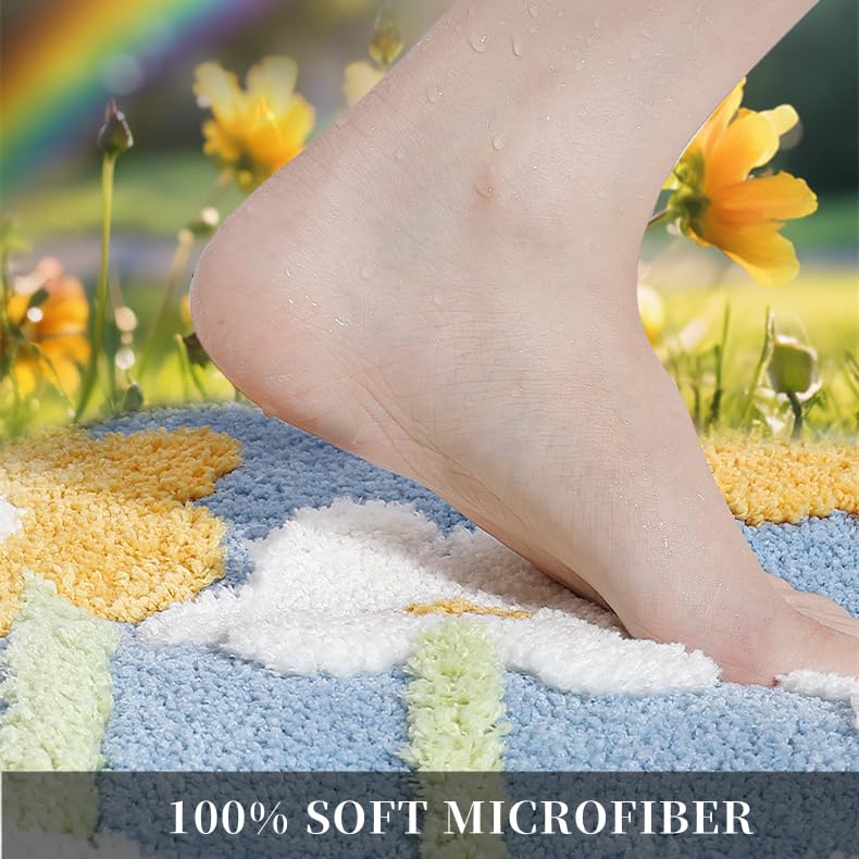 Trlyane Non-Slip Bathroom Rug 50x80cm, 3D Flower Bath Mat, Microfiber Bathroom Carpet, Super Absorbent, Soft Shower Mat - Image 3