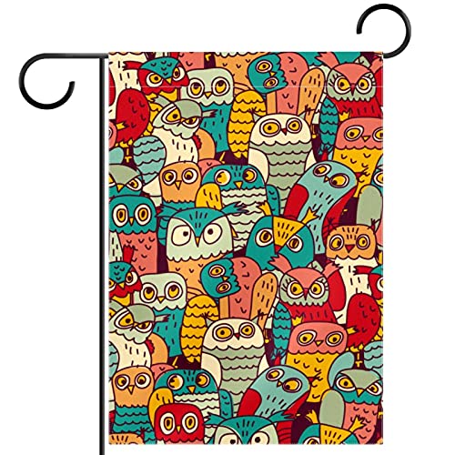 Drapeau de jardin résistant aux intempéries motif hibou vintage double face durable