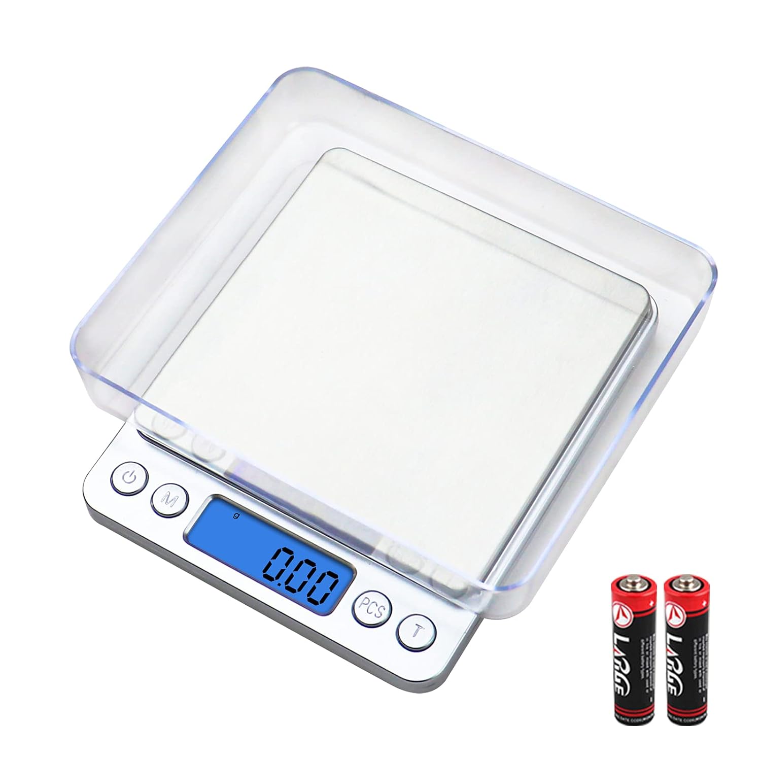 Digital Kitchen Scale, 500g/0.01g Gram Scale,Cooking Food Scale Digital Weight Grams and OZ with LCD Display, Digital Jewelry Coffee Scale with 2 Trays,Auto Off, Tare，Stainless Steel