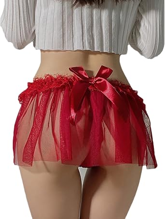 Women's Lace Thongs Sexy Knickers with Transparent Mesh Low Rise Crotchless Underwear Babydoll Bow Briefs Sloggi Hipster Bikini Strings Breathable for Ladies Thongs Panties