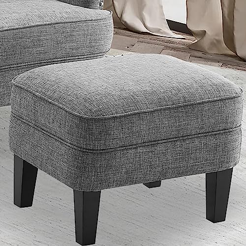 Rosevera Sausalito Living Room Furniture, Reading, Arm, Comfy, Small Accent Bedroom, Chair+Ottoman, Polyester Silver With Ottoman #TOP2