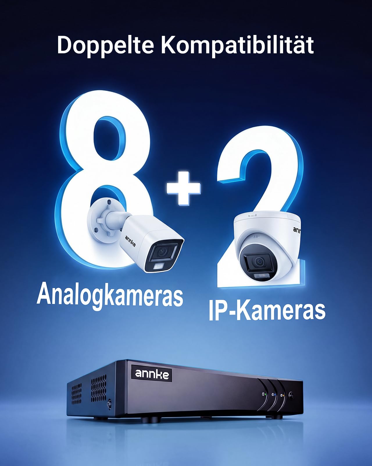 ANNKE 3K/5MP Lite 5 in 1 DVR Recorder 8 Kanal mit Personen- und Fahrzeugerkennung fü Kabelgebundenes Überwachungskamera Set Aussen, Unterstützt 8 Analoge und 2 IP Kameras, ohne Festplatte