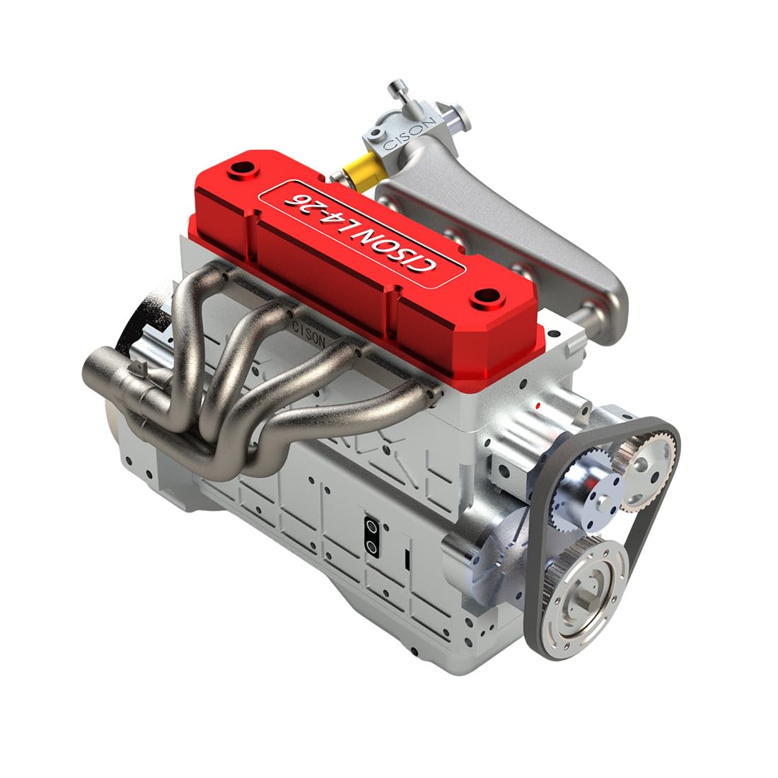 JOTPOR CISON L4-26CC DIY Engine Model Kit, Miniature OHV Inline 4-Cylinder 4-Stroke Water Cooled Gasoline Engine Model for RC Car,DIY Assembly Mechanical Engineering Kit for Display Collection