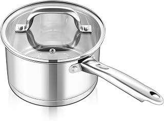 Stock Pot - 18cm Saucepan, Stainless Steel Tri-Ply Base Milk Pan, Cooking Induction Pot