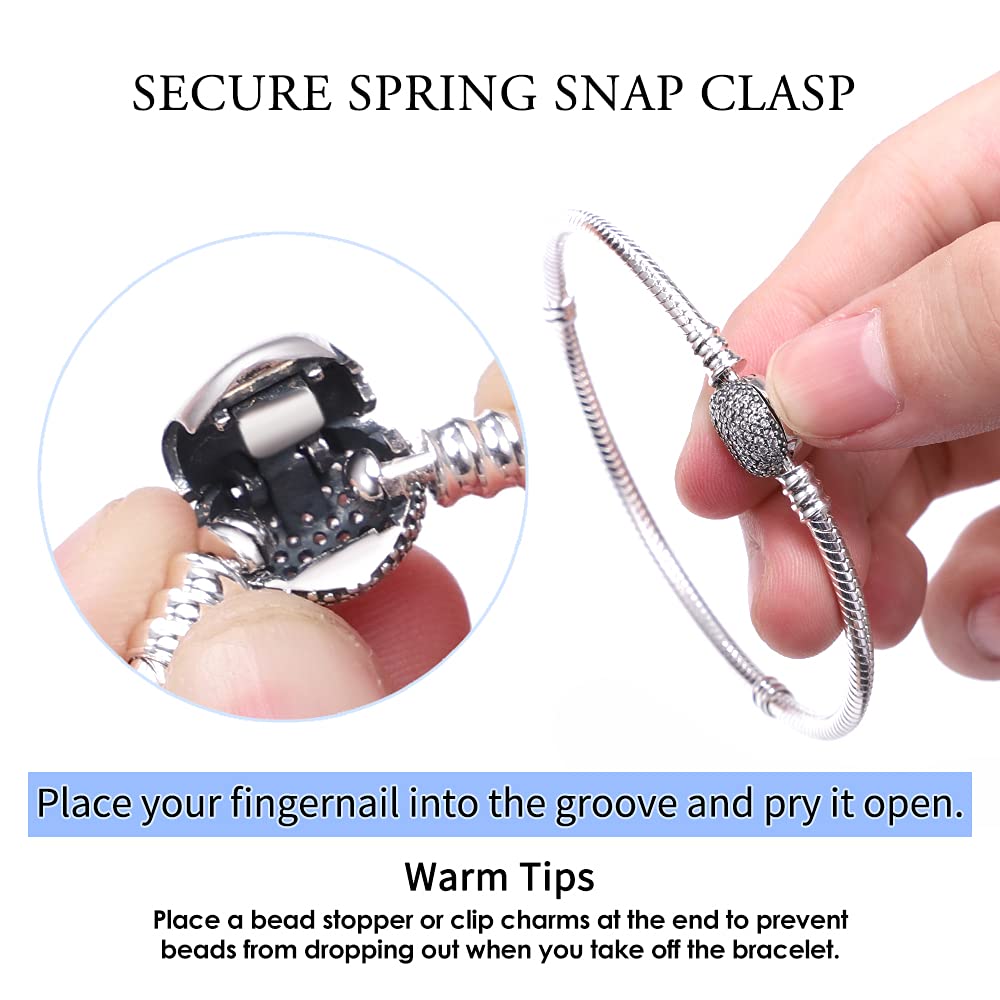 KUNSIR Moments-Bracciale Donna Adatto per Ciondolo Argento Sterling 925 Braccialetto Snake Bracciali Compatibile con Pandora Ciondolo B2