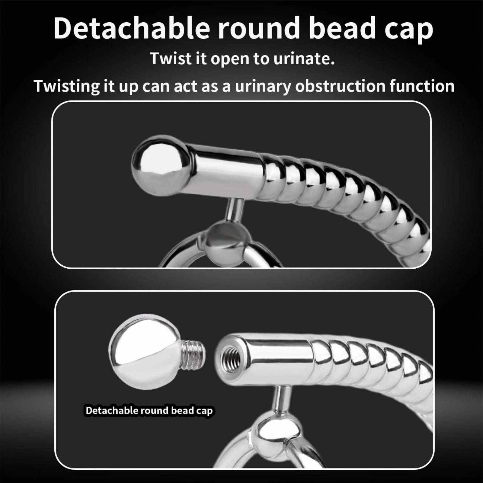 Tige urétrale amovible en métal pour hommes avec anneau fixe Accessoire d'exercice - frhlM74 (S)