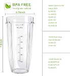 24oz Nutri Ninja Auto IQ Series Blender Cup Replacement - 7 Fins Blade Base & 2 Unbreakable Lids, Compatible with Ninja Auto iQ BL480-30, BL481-30, BL482-30, BL482QPR-30, BL482QPK-30, BL482QPL