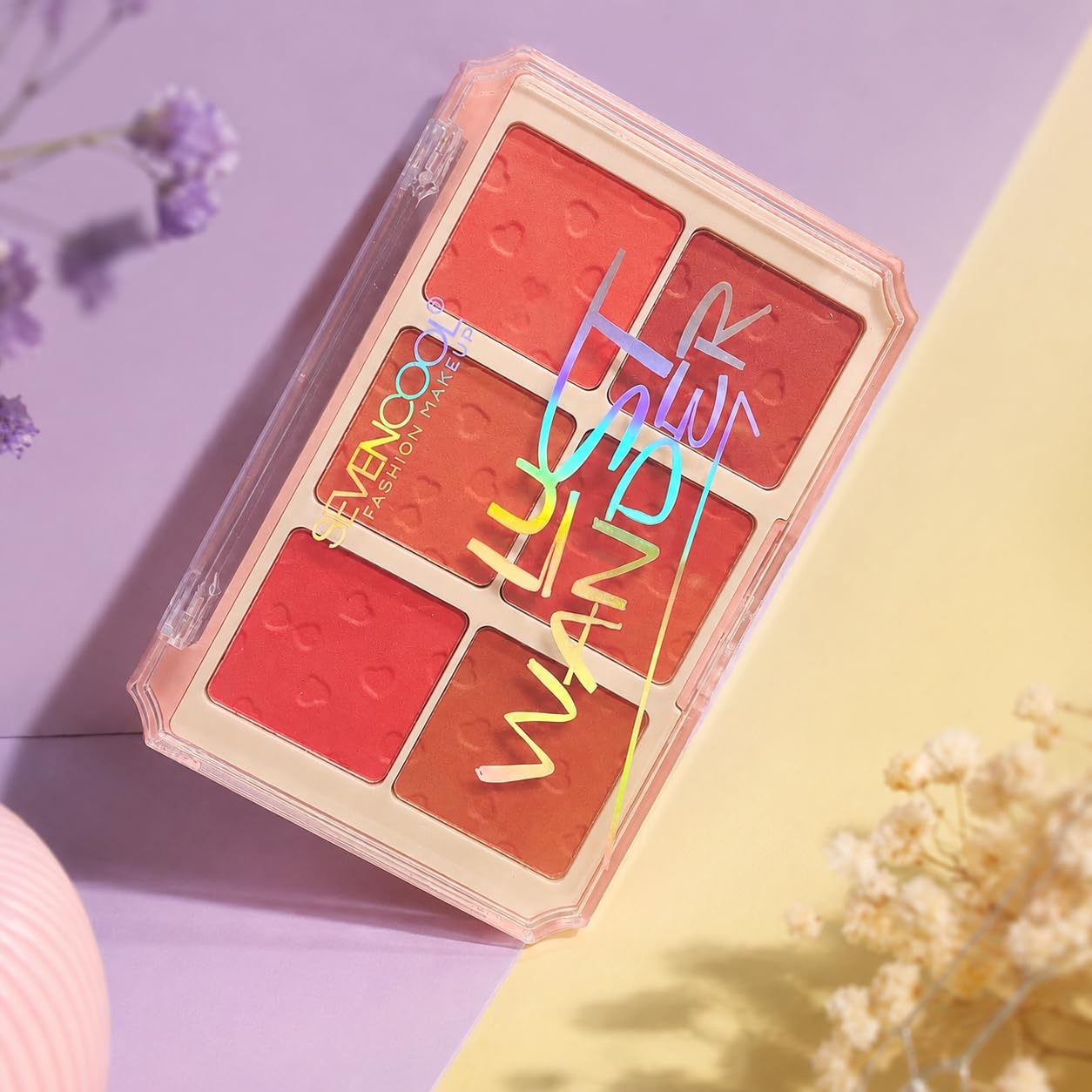 SEVENCOOL 6-Pan Blush Palette, Matte Finish, Coral and Pink Shades, Fashion Makeup-image-38