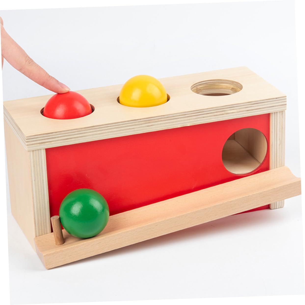 Hohopeti Juguete de Pelota de Prensa Educativa de Madera Rojo 1 Juego