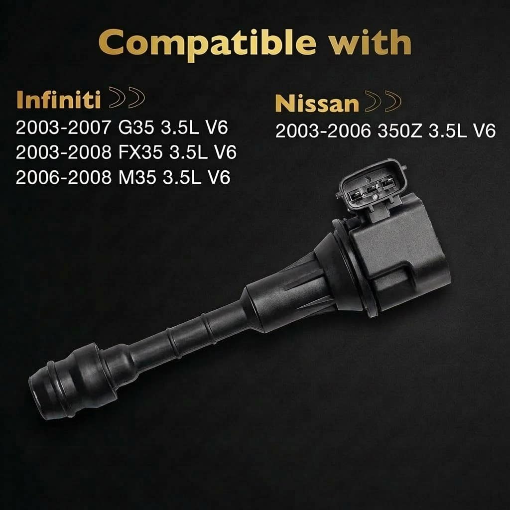 UF401 Coil pack, Set of 6 Ignition Coils Fits for 2003 2004 2005 2006 2007 2008 for Nissan 350Z/ for Infiniti FX35 G35 M35 V6 3.5 Replaces# UF401, 22448AL61C